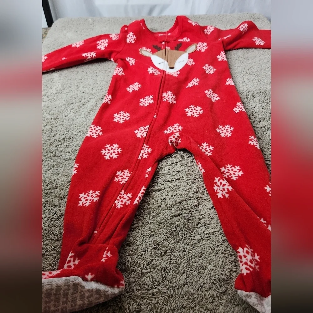 Carter's Just One You Toddler Long Sleeve Christmas Fleece Footed Pajama 18M